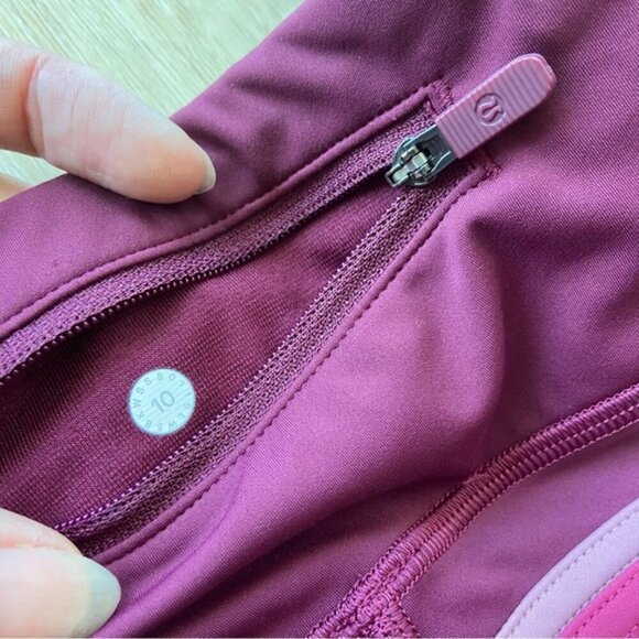 Lululemon Run Crew Tight *28"Deep Ruby / Star Ruby / Figue size 10 - Picture 10 of 10
